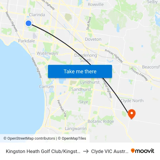 Kingston Heath Golf Club/Kingston Rd to Clyde VIC Australia map