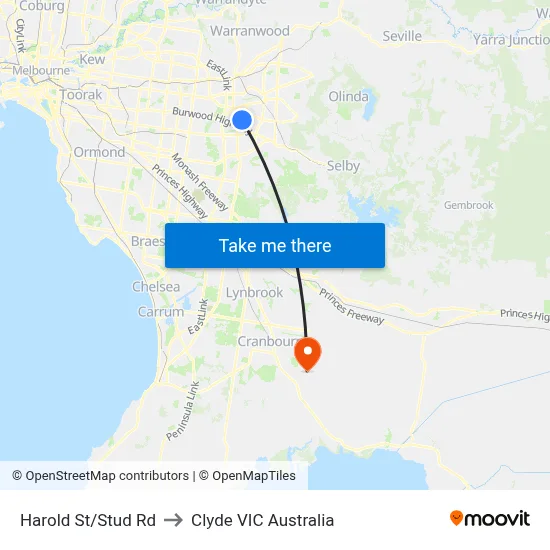 Harold St/Stud Rd to Clyde VIC Australia map