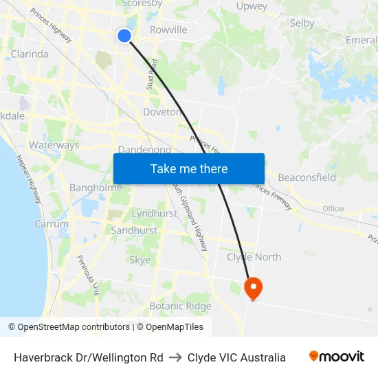 Haverbrack Dr/Wellington Rd to Clyde VIC Australia map