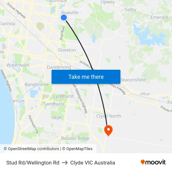 Stud Rd/Wellington Rd to Clyde VIC Australia map