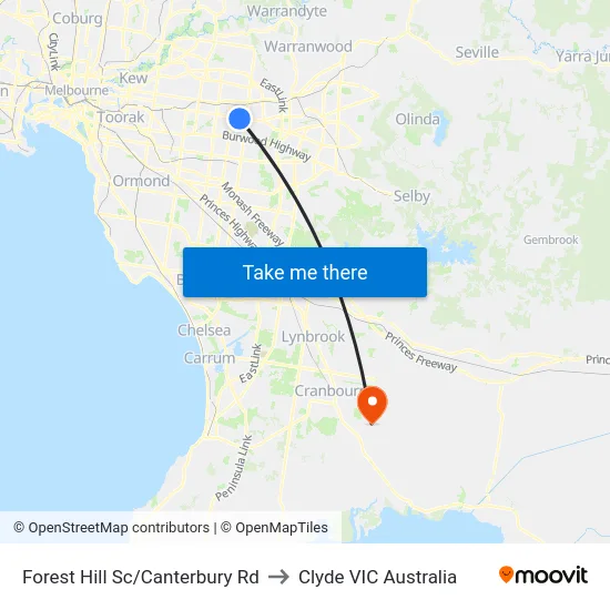 Forest Hill Sc/Canterbury Rd to Clyde VIC Australia map