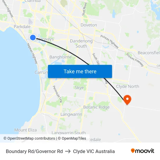 Boundary Rd/Governor Rd to Clyde VIC Australia map