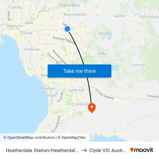 Heatherdale Station/Heatherdale Rd to Clyde VIC Australia map