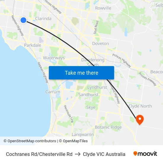 Cochranes Rd/Chesterville Rd to Clyde VIC Australia map