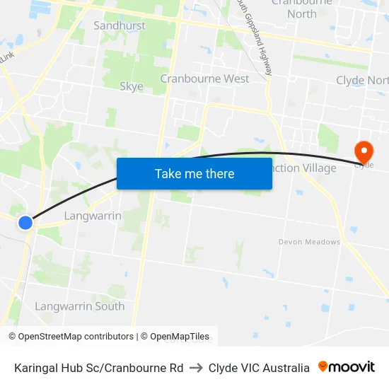Karingal Hub Sc/Cranbourne Rd to Clyde VIC Australia map