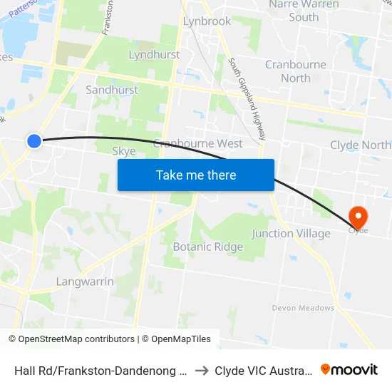 Hall Rd/Frankston-Dandenong Rd to Clyde VIC Australia map