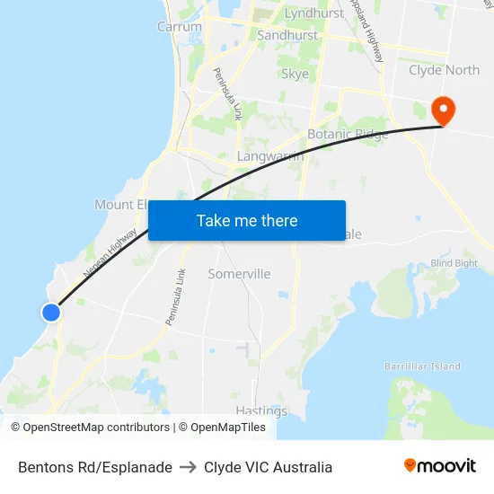 Bentons Rd/Esplanade to Clyde VIC Australia map