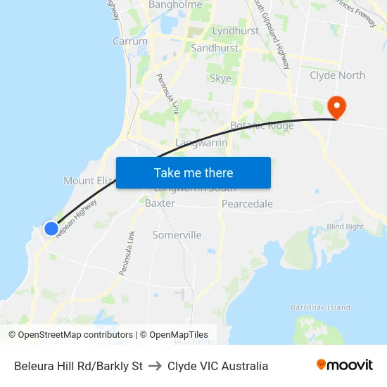 Beleura Hill Rd/Barkly St to Clyde VIC Australia map