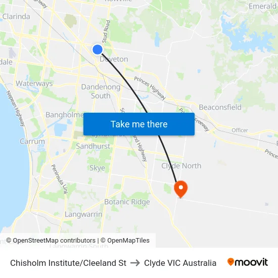 Chisholm Institute/Cleeland St to Clyde VIC Australia map