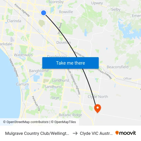 Mulgrave Country Club/Wellington Rd to Clyde VIC Australia map