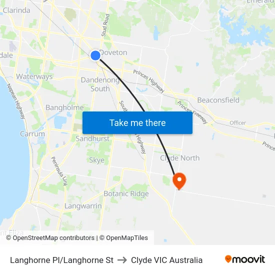 Langhorne Pl/Langhorne St to Clyde VIC Australia map