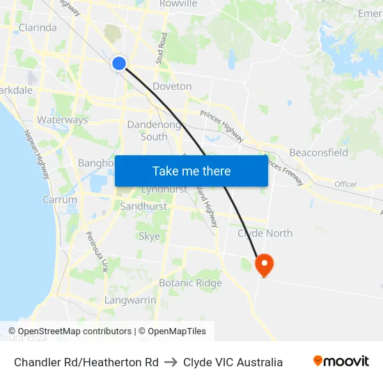 Chandler Rd/Heatherton Rd to Clyde VIC Australia map