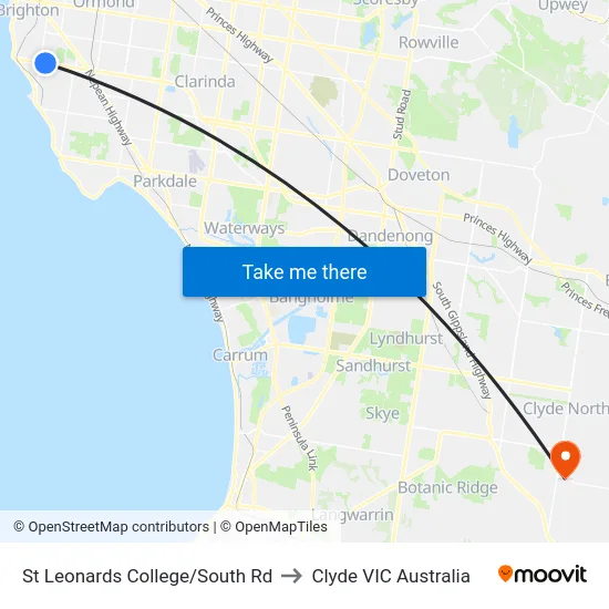 St Leonards College/South Rd to Clyde VIC Australia map
