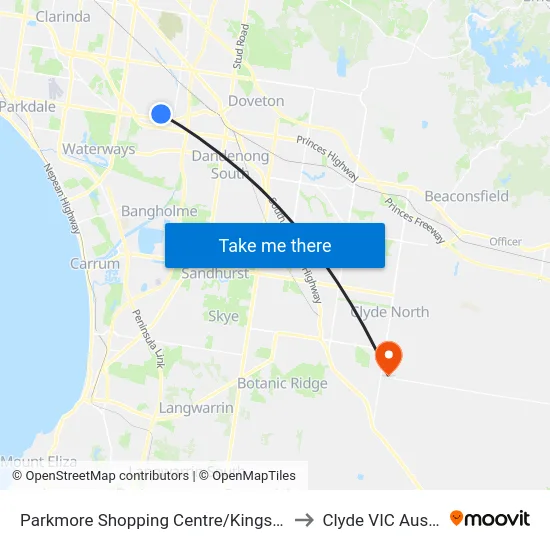 Parkmore Shopping Centre/Kingsclere Ave to Clyde VIC Australia map