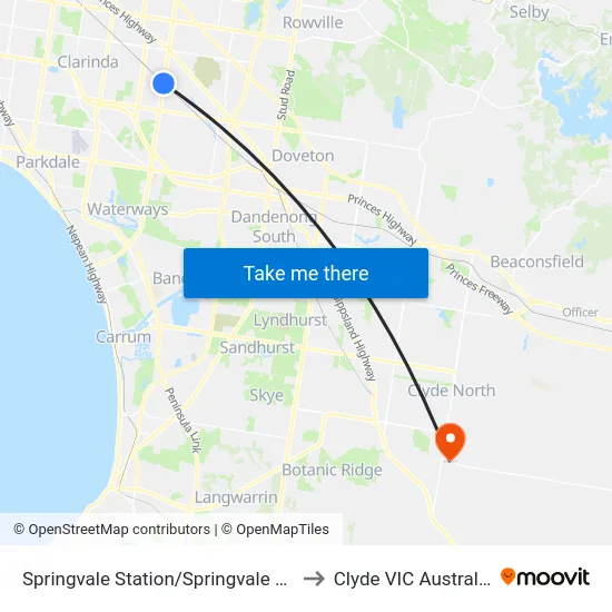 Springvale Station/Springvale Rd to Clyde VIC Australia map
