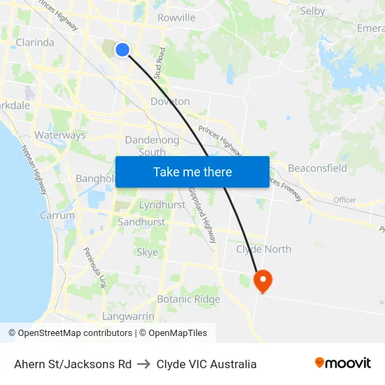 Ahern St/Jacksons Rd to Clyde VIC Australia map