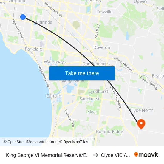 King George VI Memorial Reserve/East Boundary Rd to Clyde VIC Australia map