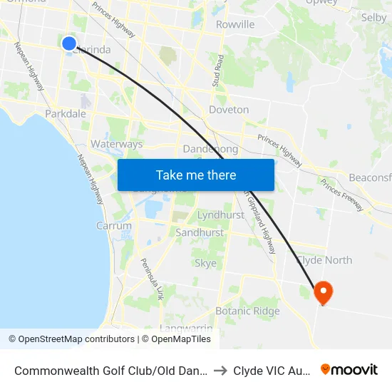 Commonwealth Golf Club/Old Dandenong Rd to Clyde VIC Australia map