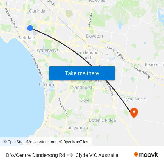 Dfo/Centre Dandenong Rd to Clyde VIC Australia map