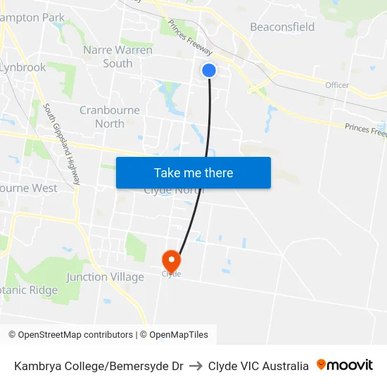 Kambrya College/Bemersyde Dr to Clyde VIC Australia map