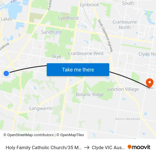 Holy Family Catholic Church/35 Moreton St to Clyde VIC Australia map