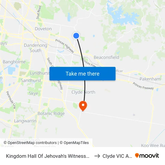 Kingdom Hall Of Jehovah's Witnesses/Ernst Wanke Rd to Clyde VIC Australia map