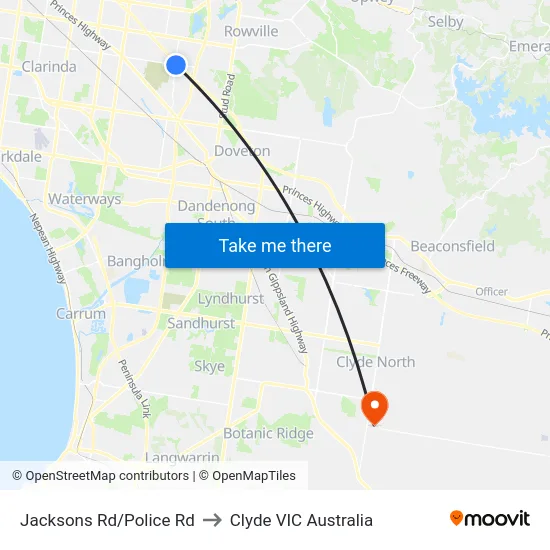 Jacksons Rd/Police Rd to Clyde VIC Australia map