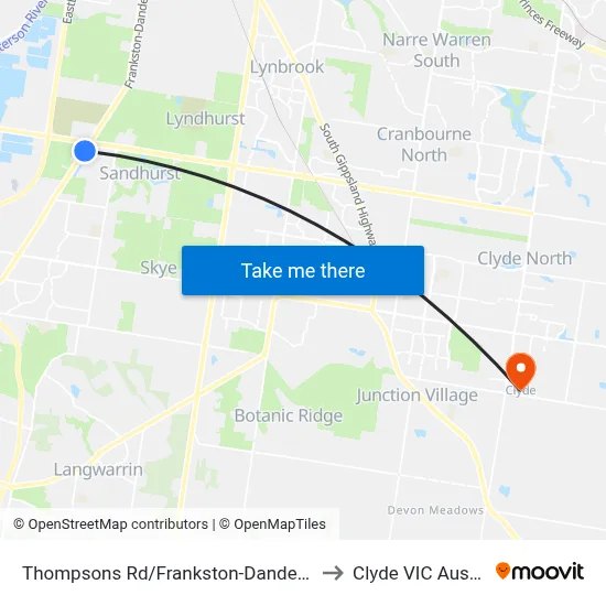 Thompsons Rd/Frankston-Dandenong Rd to Clyde VIC Australia map