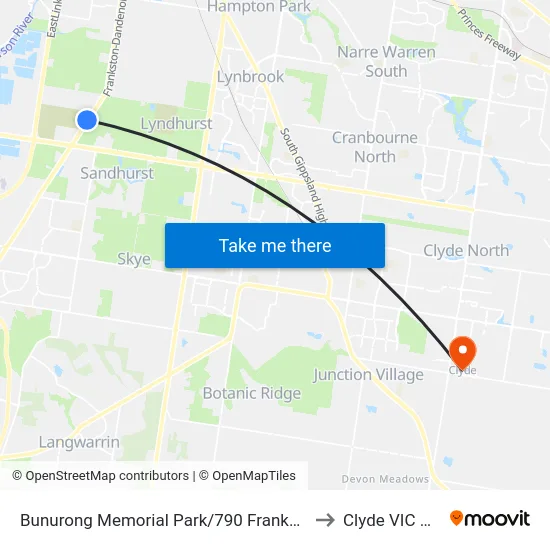 Bunurong Memorial Park/790 Frankston-Dandenong Rd to Clyde VIC Australia map