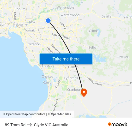 89 Tram Rd to Clyde VIC Australia map