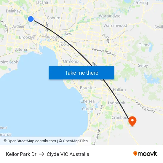 Keilor Park Dr to Clyde VIC Australia map