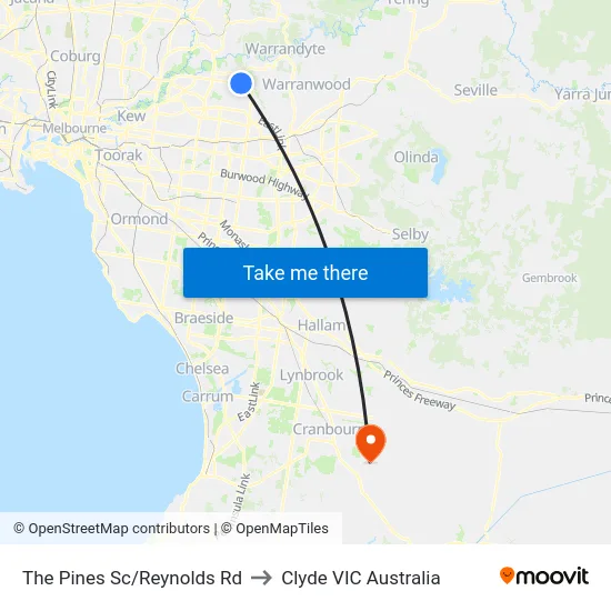 The Pines Sc/Reynolds Rd to Clyde VIC Australia map