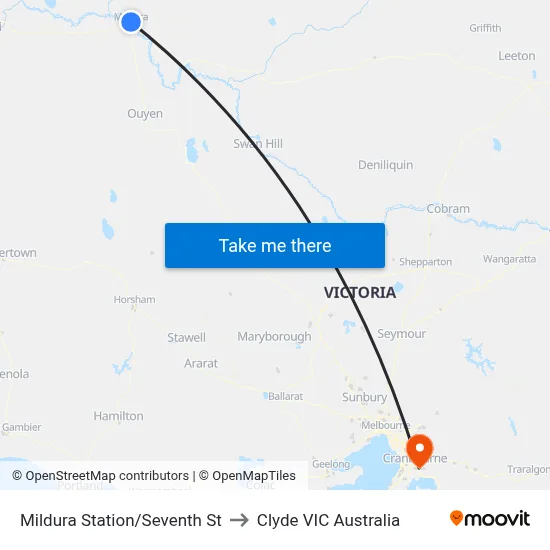 Mildura Station/Seventh St to Clyde VIC Australia map