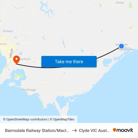 Bairnsdale Railway Station/Macleod St to Clyde VIC Australia map