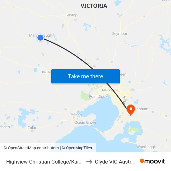 Highview Christian College/Kars St to Clyde VIC Australia map