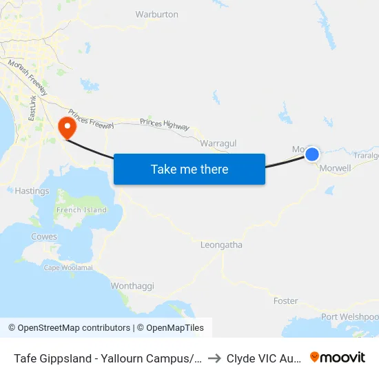 Tafe Gippsland - Yallourn Campus/Monash Rd to Clyde VIC Australia map