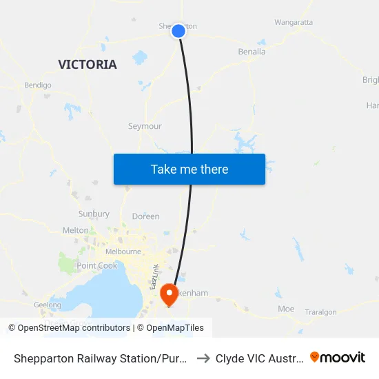 Shepparton Railway Station/Purcell St to Clyde VIC Australia map