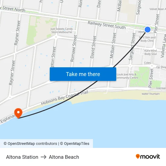 Altona Station to Altona Beach map