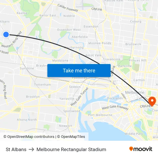 St Albans to Melbourne Rectangular Stadium map