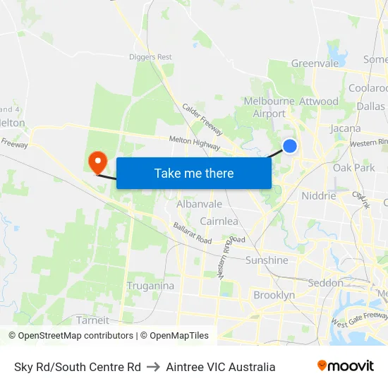 Sky Rd/South Centre Rd to Aintree VIC Australia map