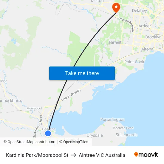 Kardinia Park/Moorabool St to Aintree VIC Australia map
