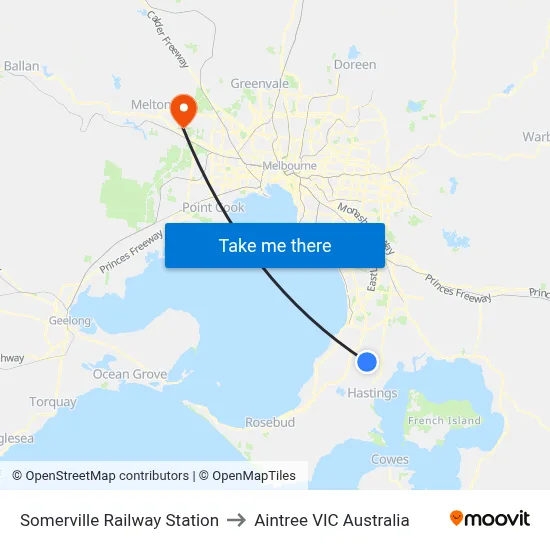 Somerville Railway Station to Aintree VIC Australia map