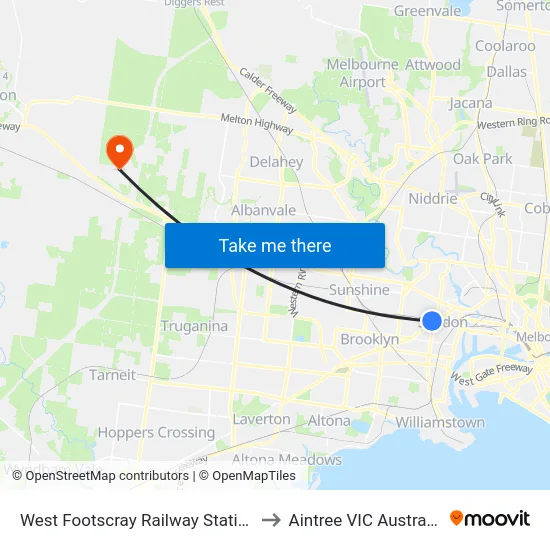 West Footscray Railway Station to Aintree VIC Australia map