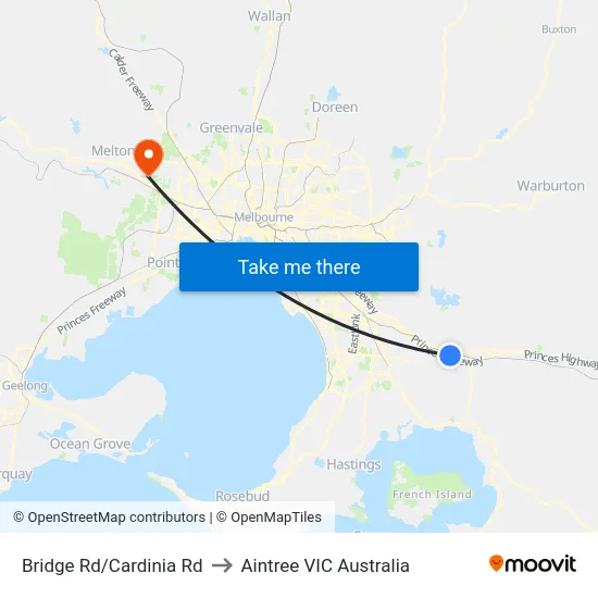 Bridge Rd/Cardinia Rd to Aintree VIC Australia map