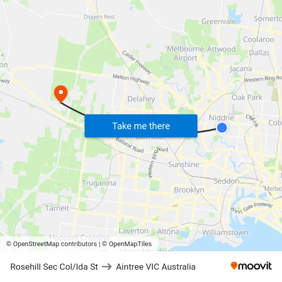 Rosehill Sec Col/Ida St to Aintree VIC Australia map