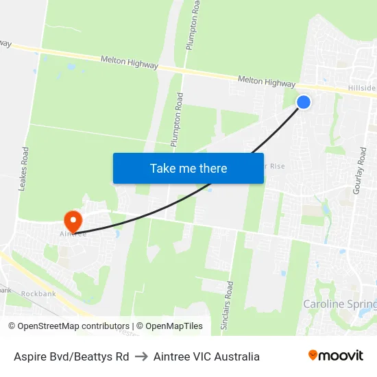 Aspire Bvd/Beattys Rd to Aintree VIC Australia map