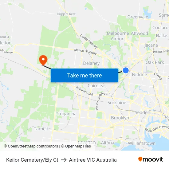 Keilor Cemetery/Ely Ct to Aintree VIC Australia map