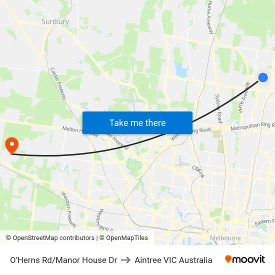 O'Herns Rd/Manor House Dr to Aintree VIC Australia map