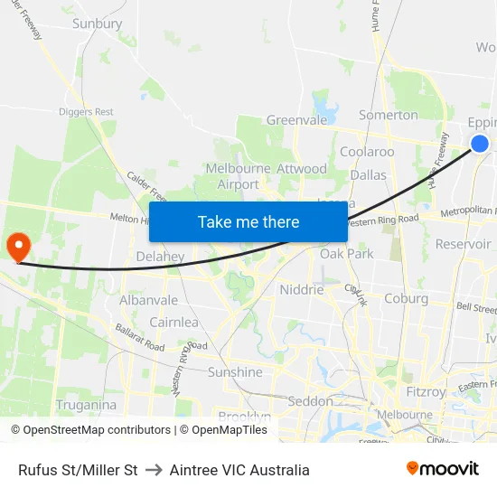Rufus St/Miller St to Aintree VIC Australia map
