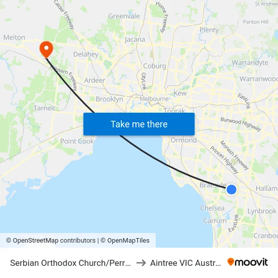 Serbian Orthodox Church/Perry Rd to Aintree VIC Australia map